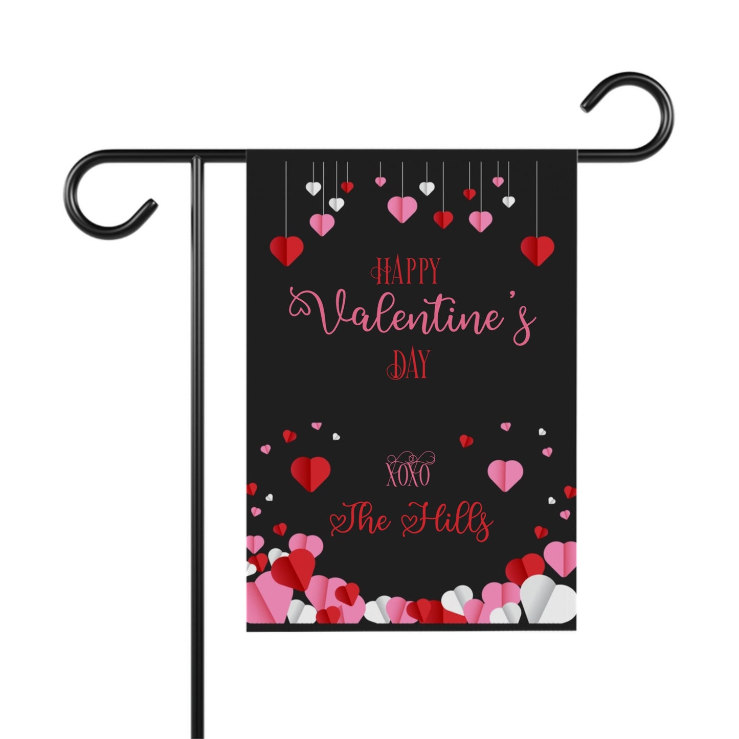 Valentine's Day Black Hearts Garden Flag