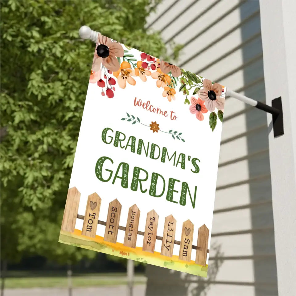 Personalized Grandma's Garden Fence Flag