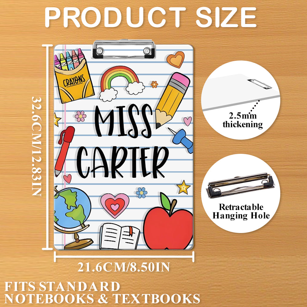 Custom Name Clip Board eacher's Day & Back to School Gift