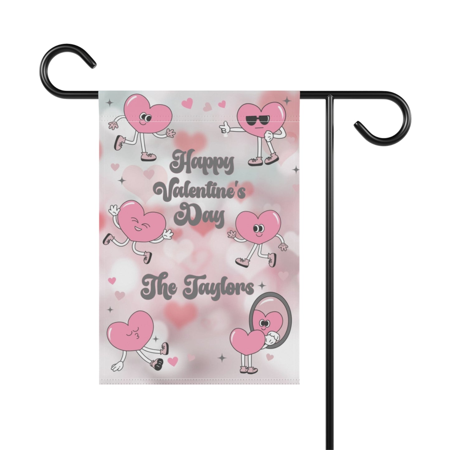 Retro Hearts Valentine's Day Garden Flag