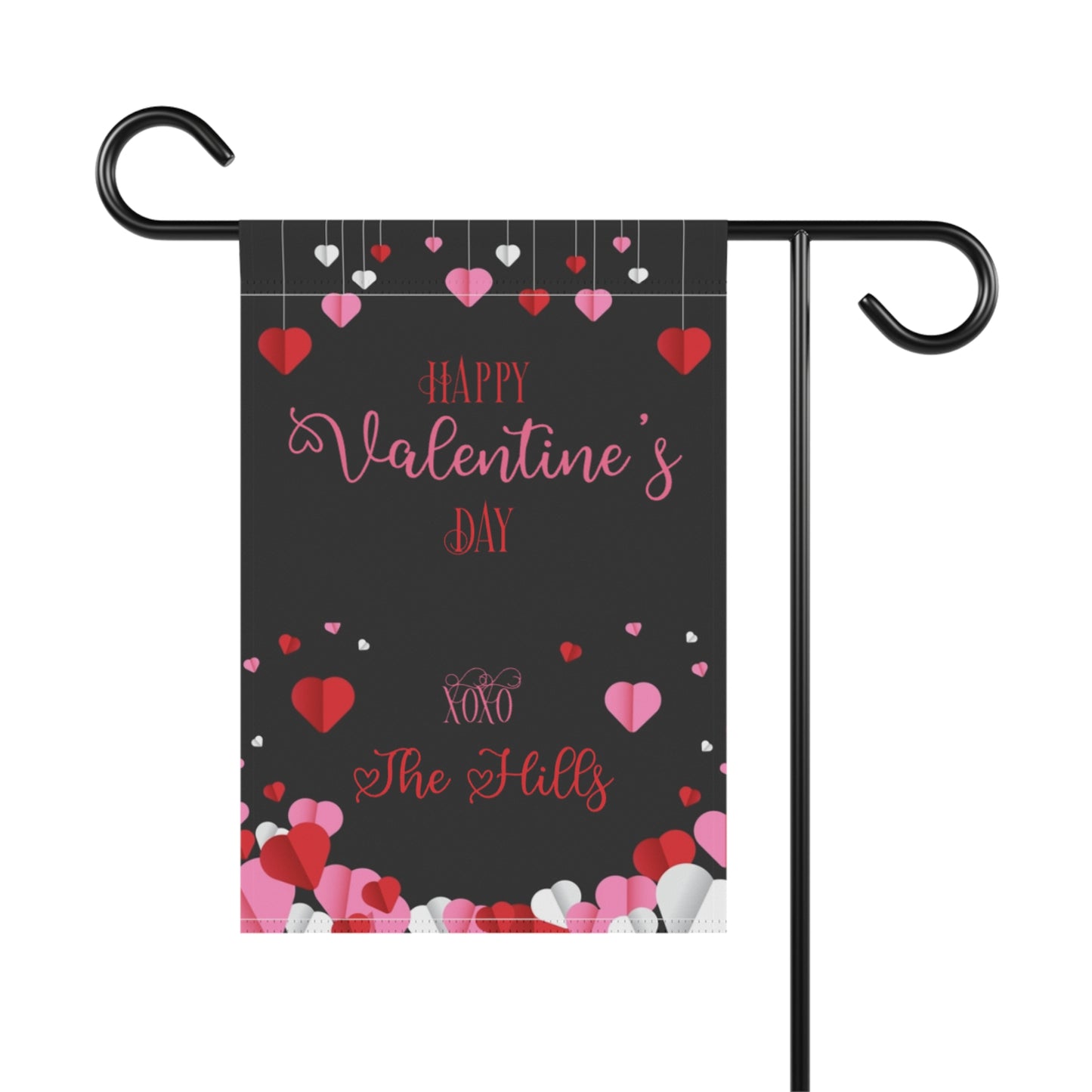 Valentine's Day Black Hearts Garden Flag