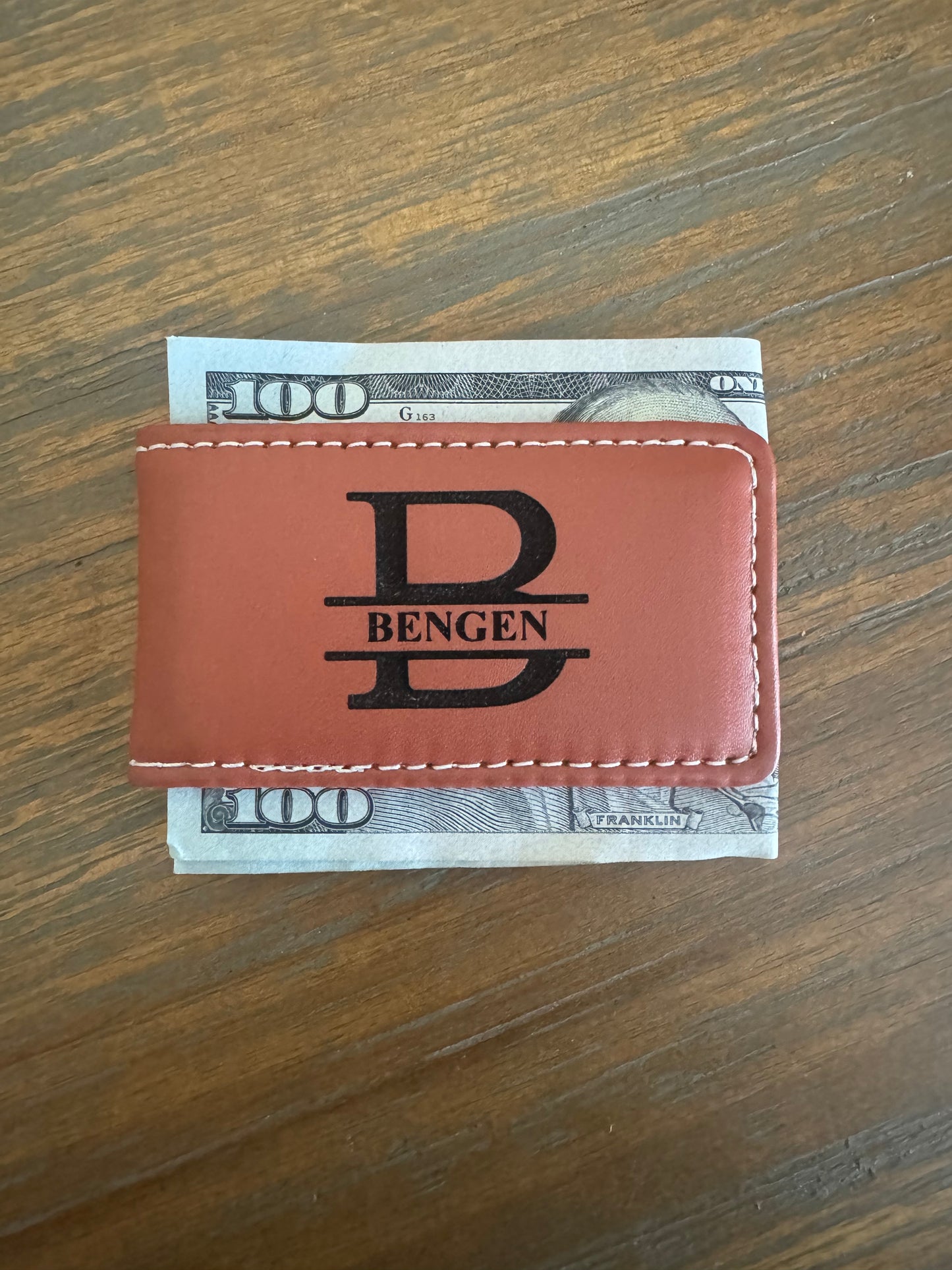 Custom Leather Money Clip Money