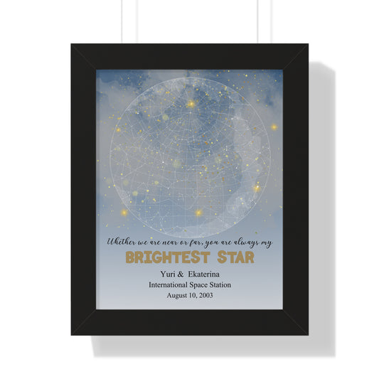 Brightest Star Personalized Star Map with Framed Poster