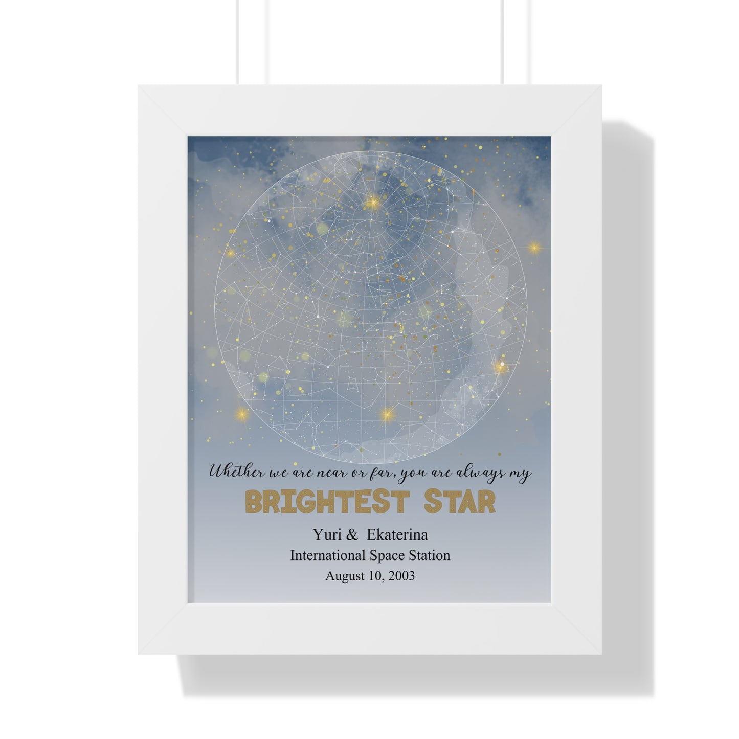 Brightest Star Personalized Star Map with Framed Poster