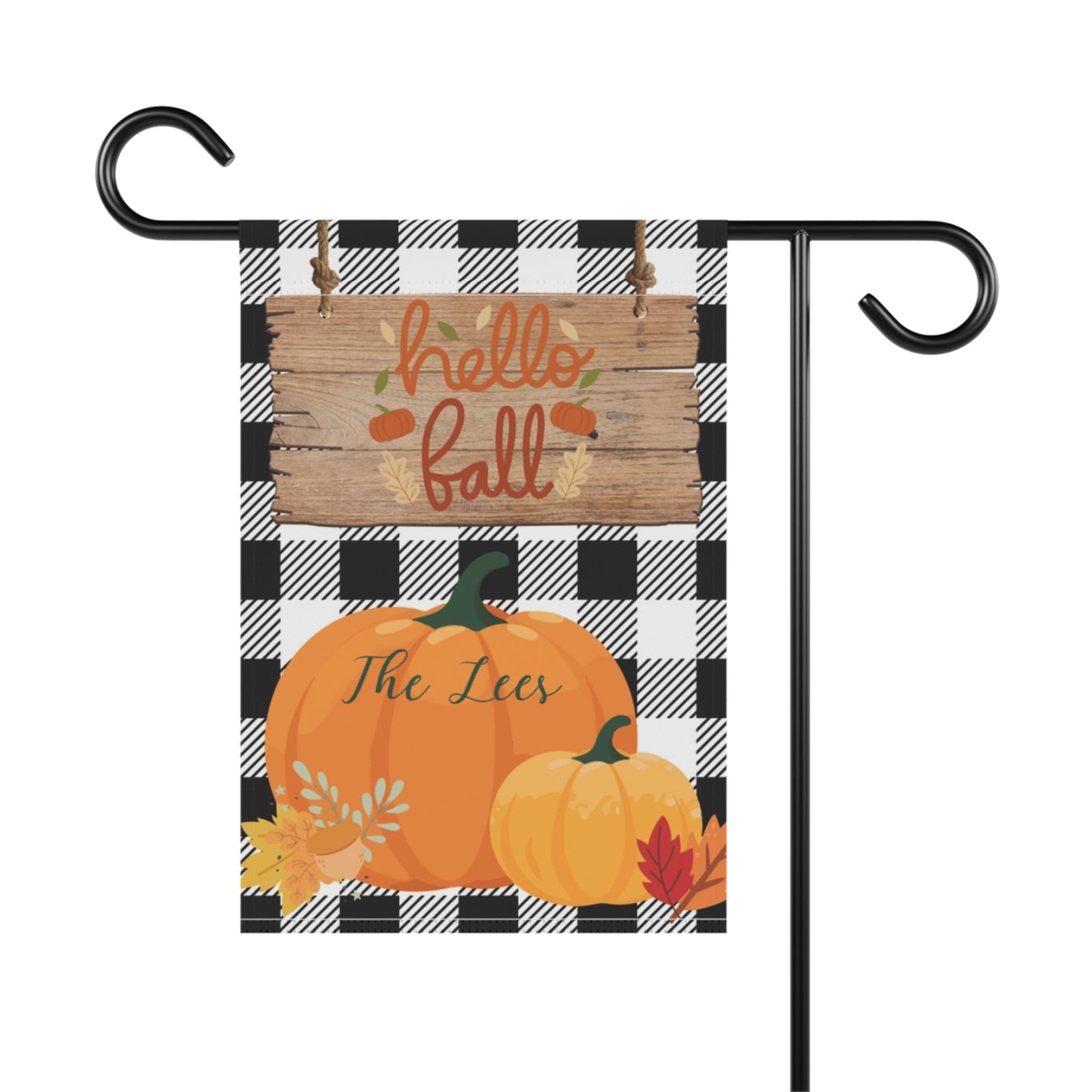 Personalized Buffalo Plaid Pumpkin Garden & House Banner