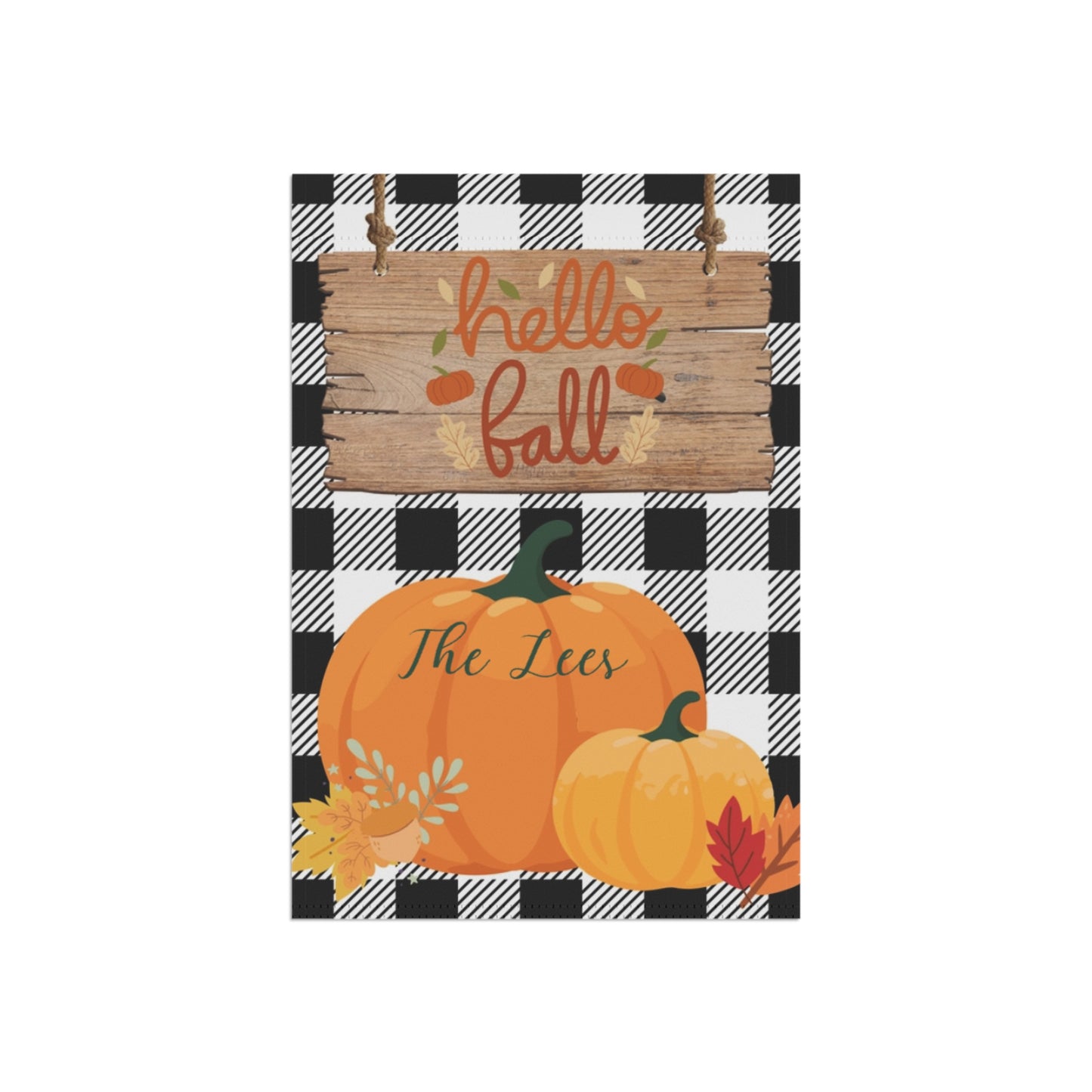 Personalized Buffalo Plaid Pumpkin Garden & House Banner