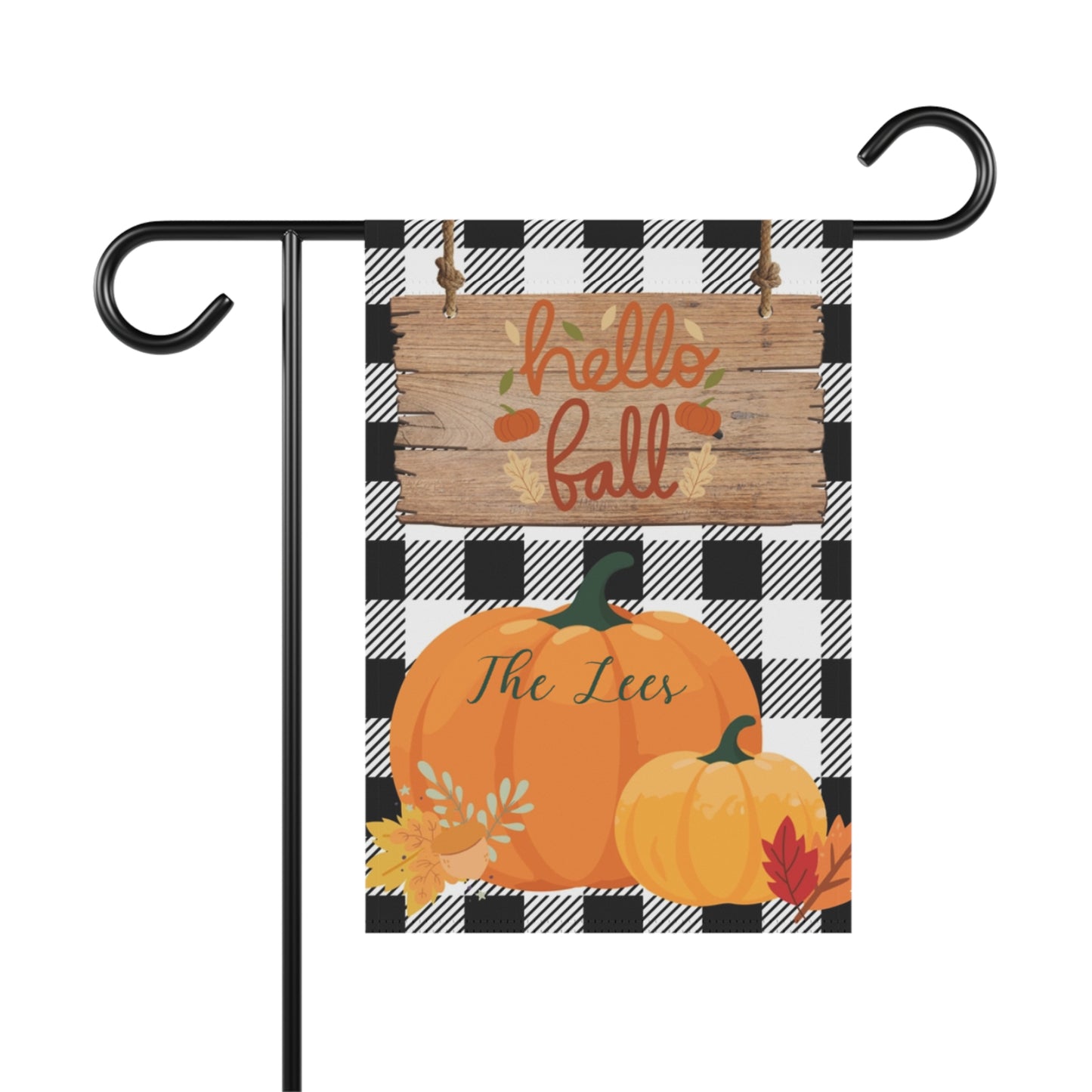 Personalized Buffalo Plaid Pumpkin Garden & House Banner
