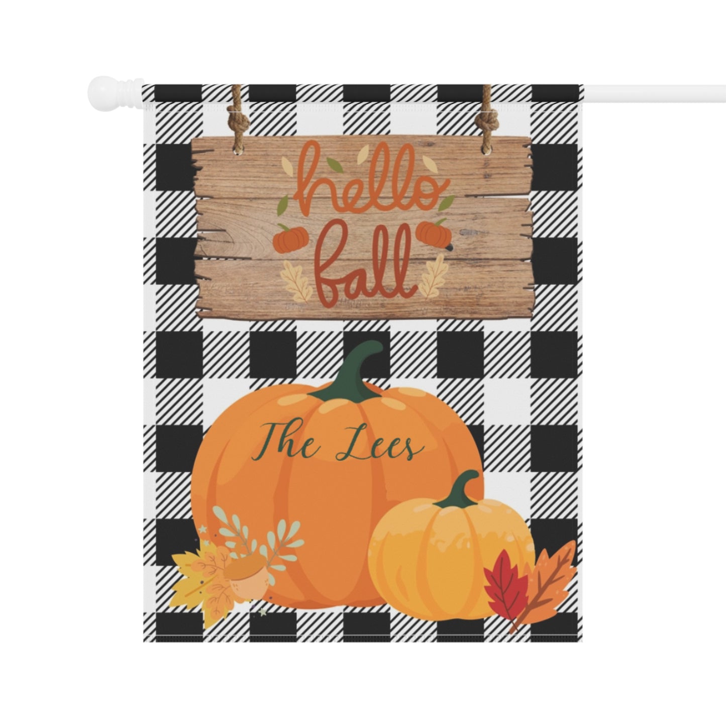 Personalized Buffalo Plaid Pumpkin Garden & House Banner