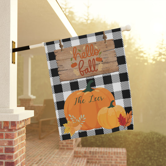 Personalized Buffalo Plaid Pumpkin Garden & House Banner