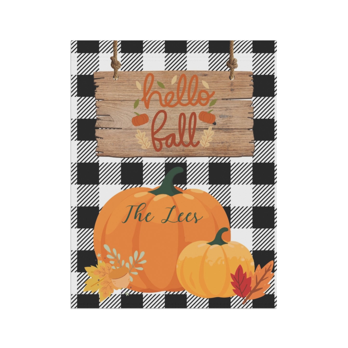 Personalized Buffalo Plaid Pumpkin Garden & House Banner