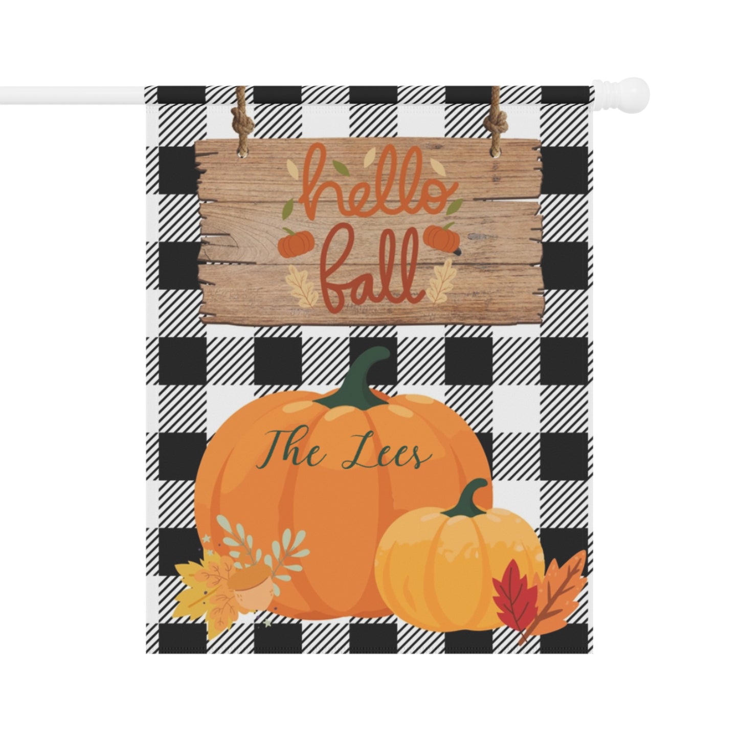 Personalized Buffalo Plaid Pumpkin Garden & House Banner