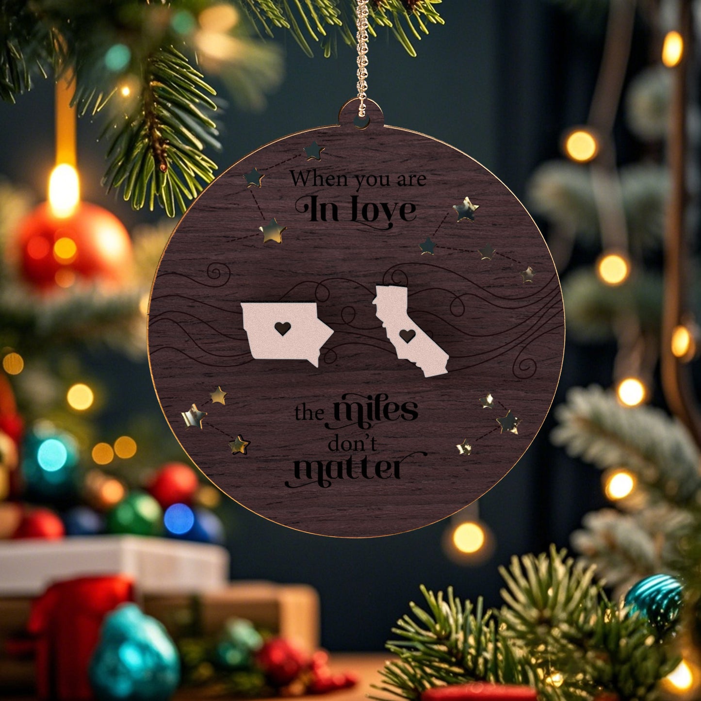 Personalized Family Togetherness Christmas Ornament State Map Ornament for Friends Sister Sibling Gift