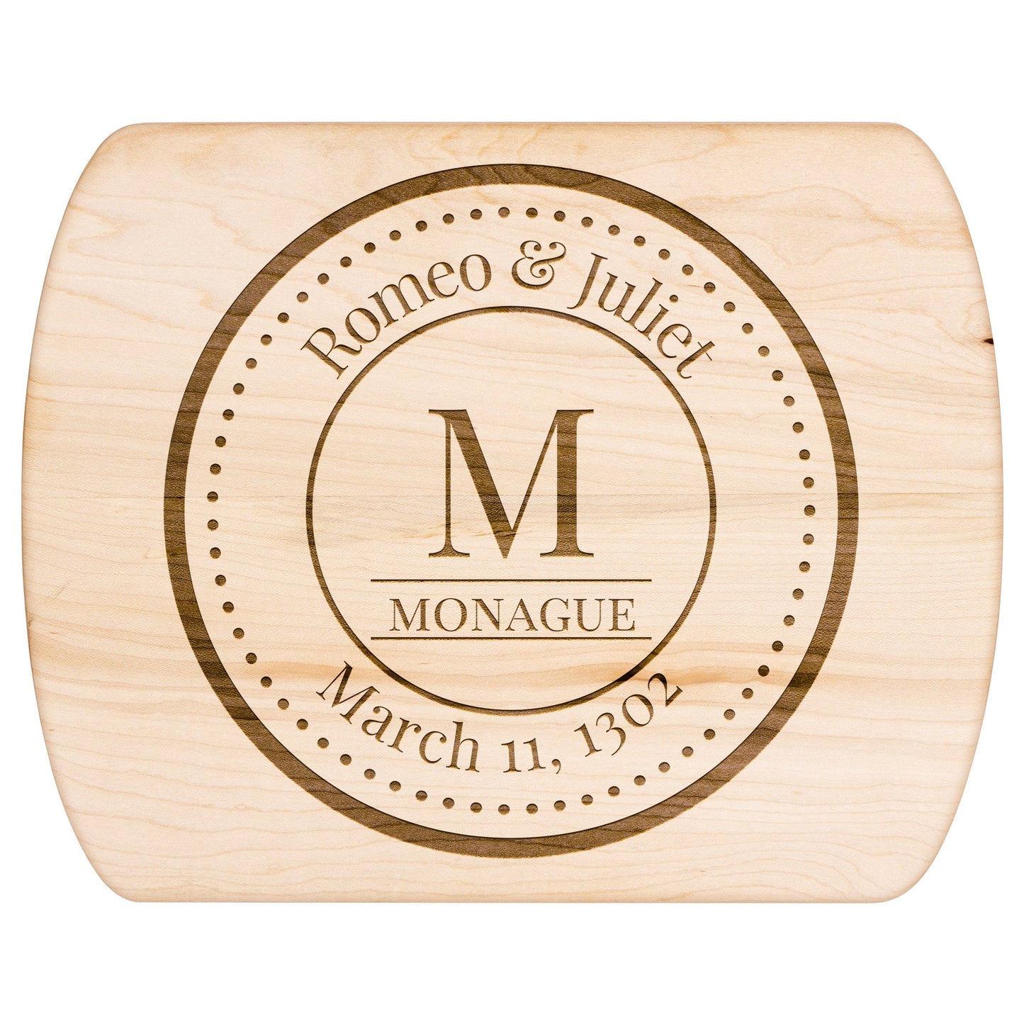 Couples Monogram & Date Premium Hardwood Oval Serving Board
