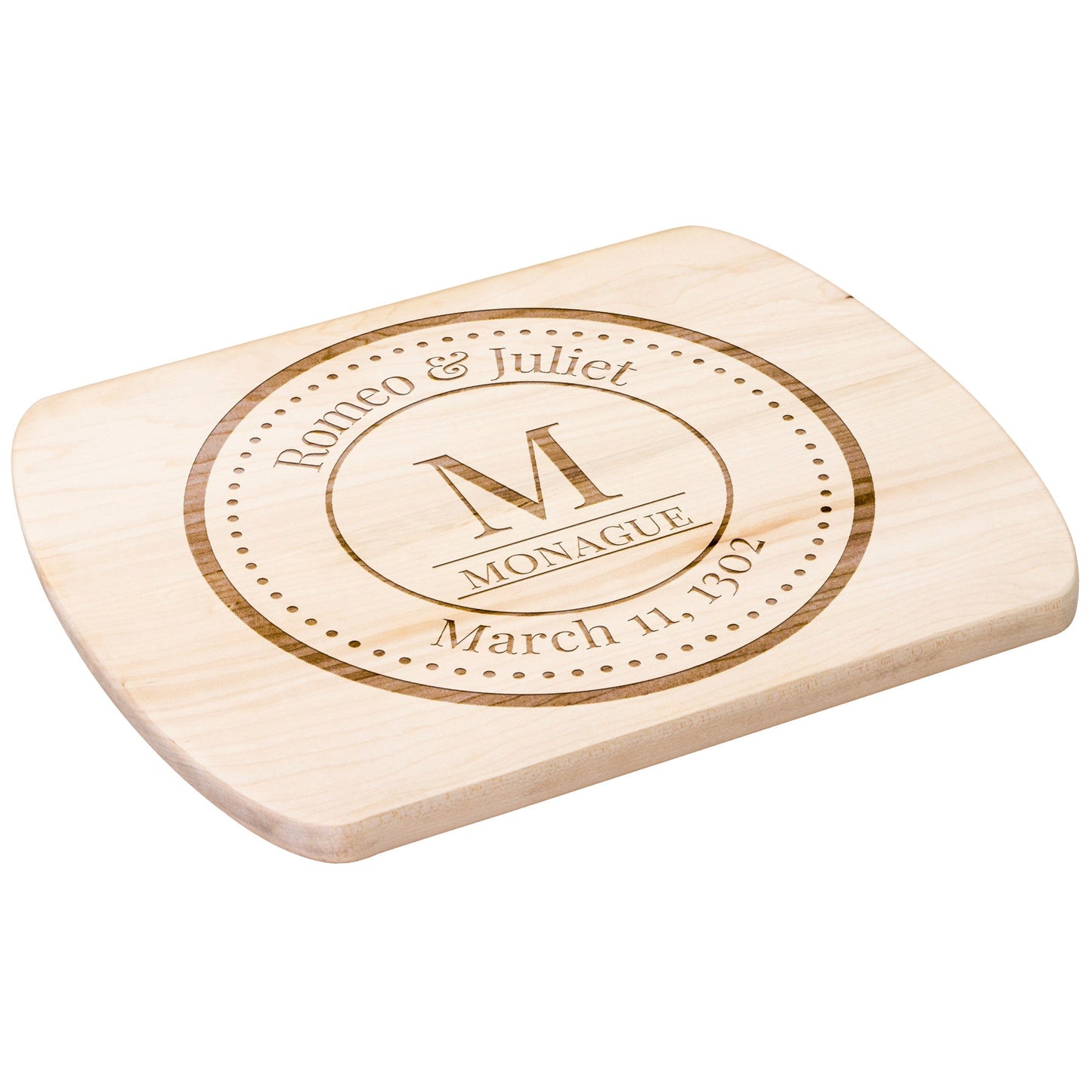 Couples Monogram & Date Premium Hardwood Oval Serving Board