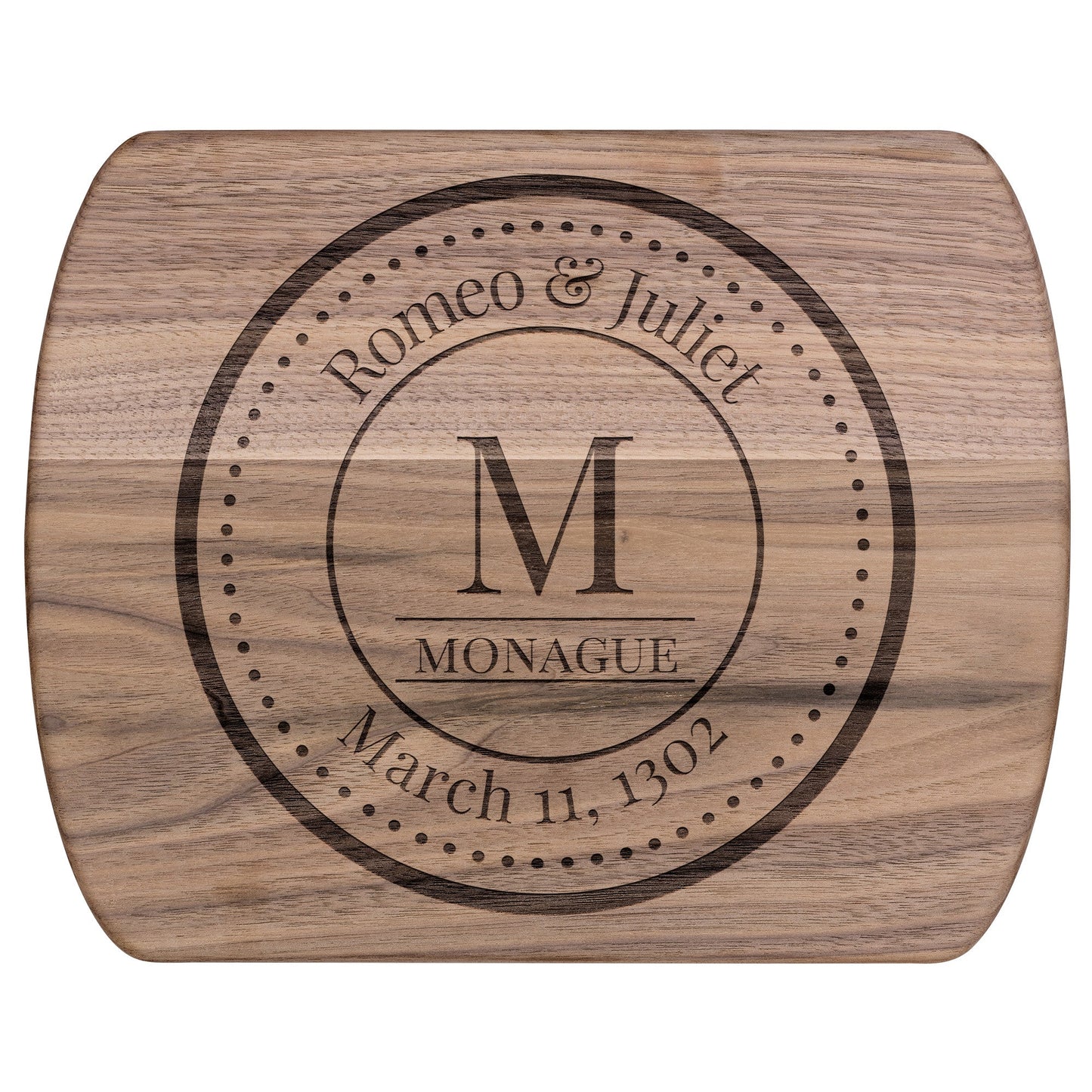 Couples Monogram & Date Premium Hardwood Oval Serving Board