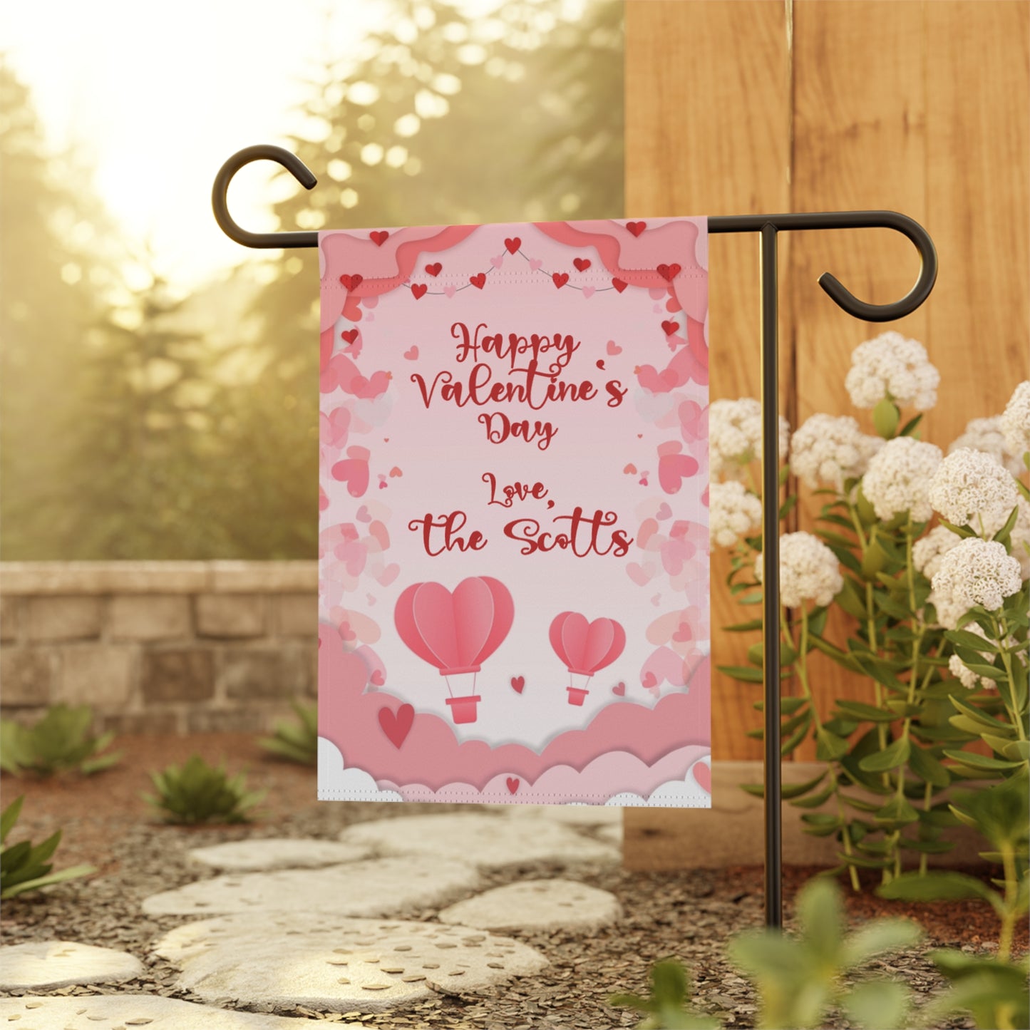 Valentine's Day Balloons Garden Flag