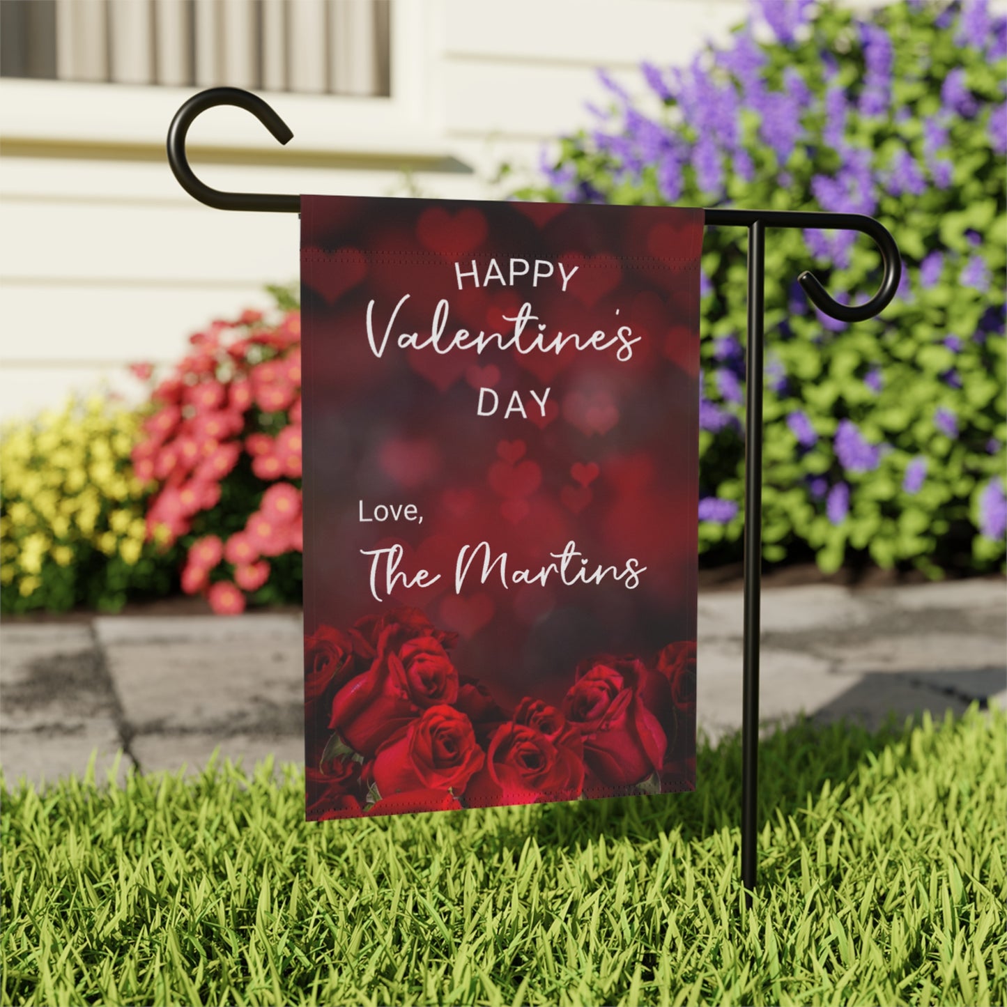 Valentine's Day Red Roses Garden Flag
