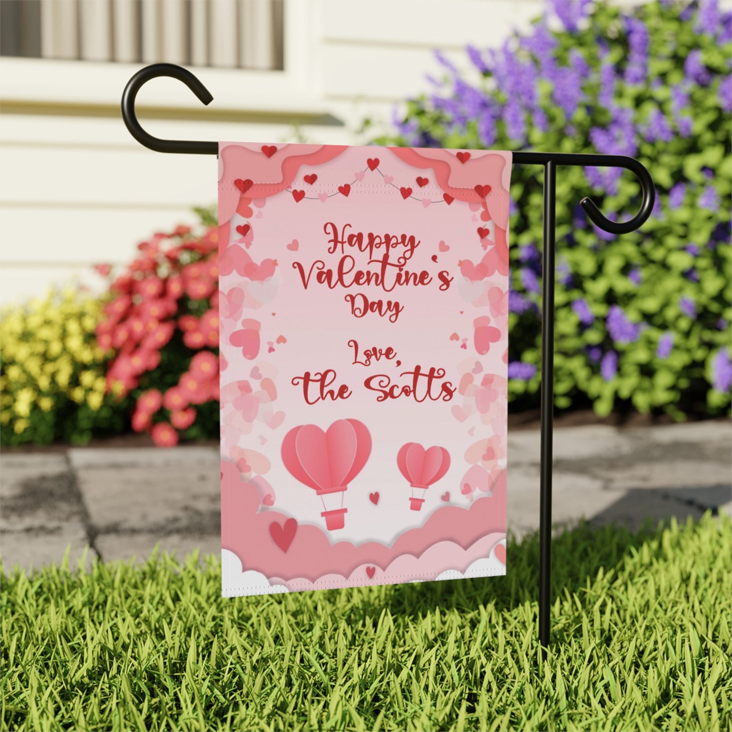 Valentine's Day Balloons Garden Flag