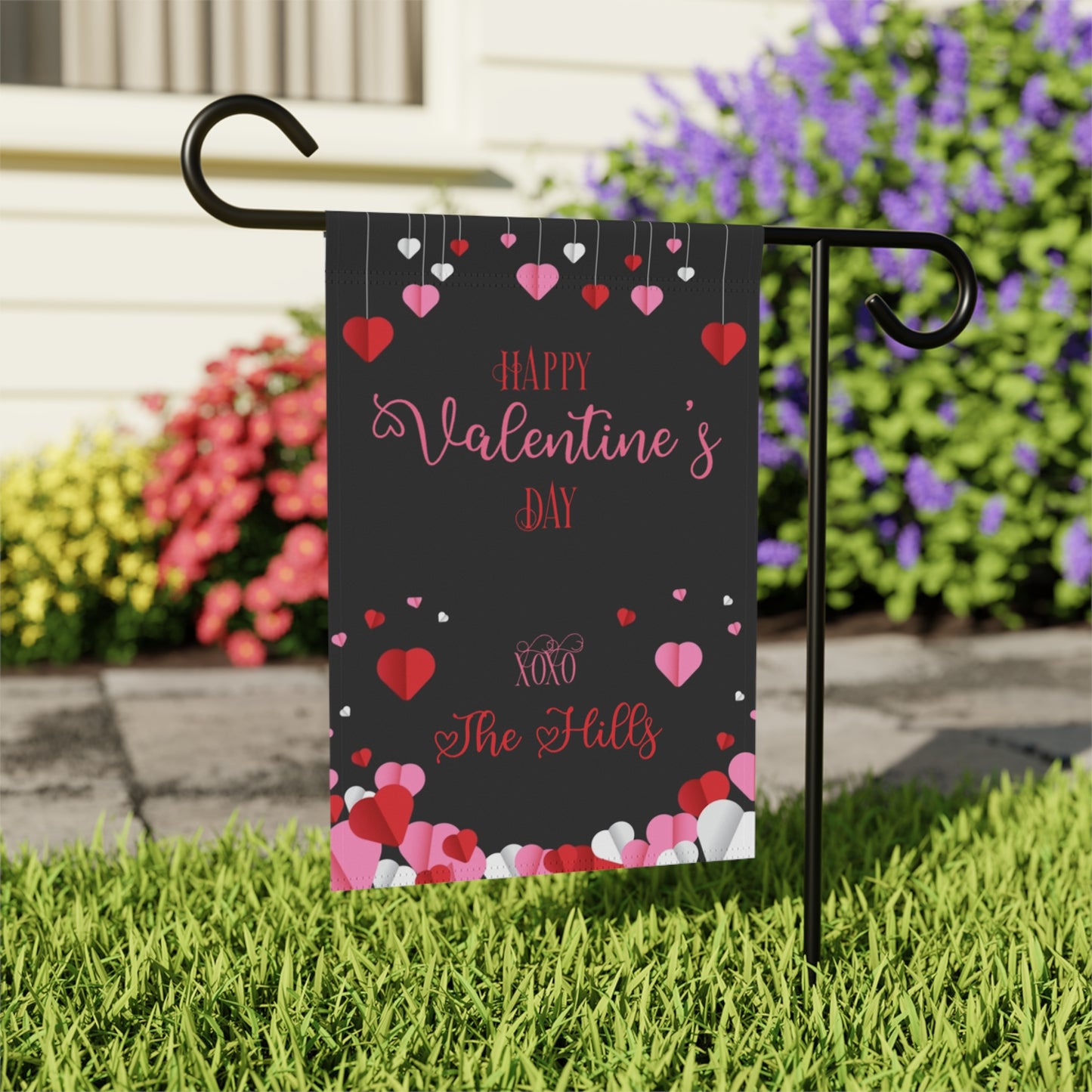 Valentine's Day Black Hearts Garden Flag