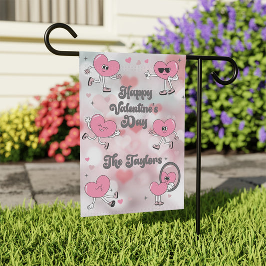 Retro Hearts Valentine's Day Garden Flag