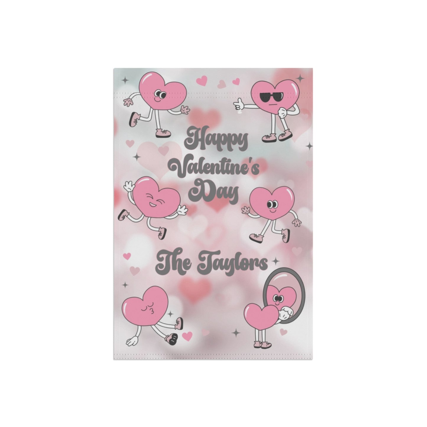 Retro Hearts Valentine's Day Garden Flag