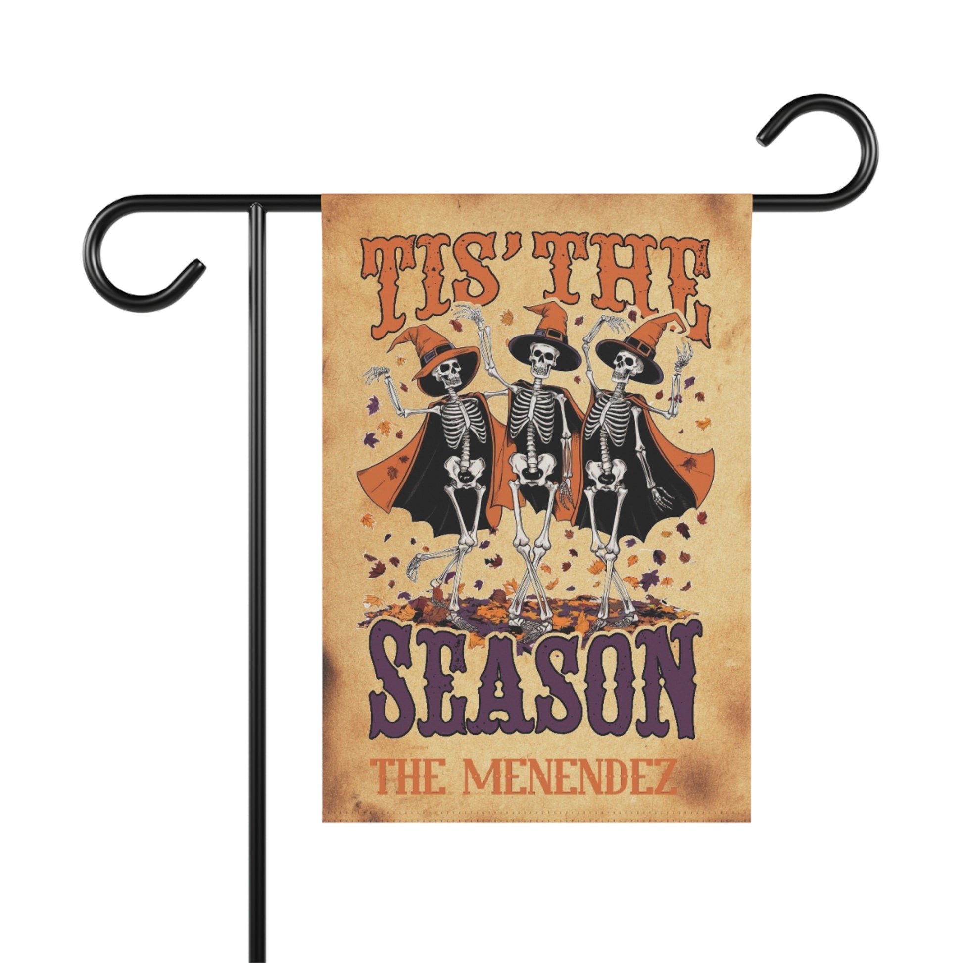 Dancing Skeleton Tis The Season Halloween Garden Flag