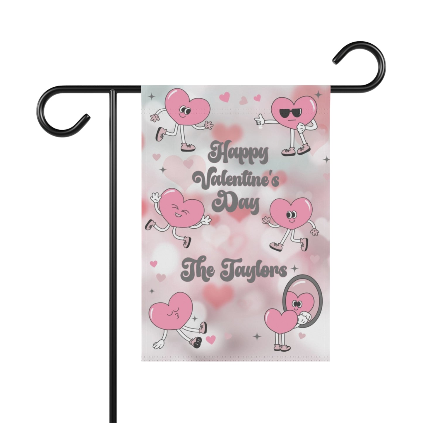 Retro Hearts Valentine's Day Garden Flag
