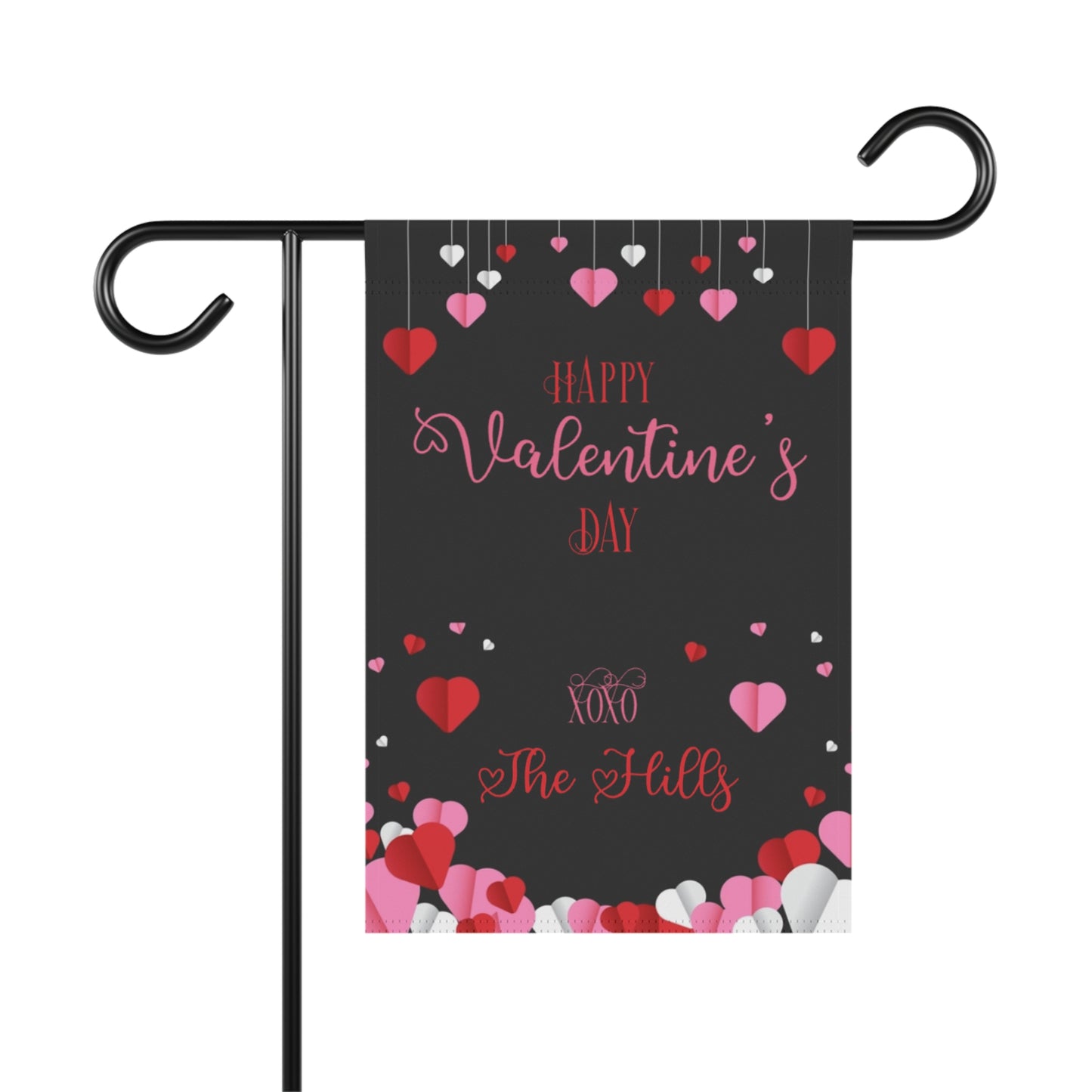 Valentine's Day Black Hearts Garden Flag