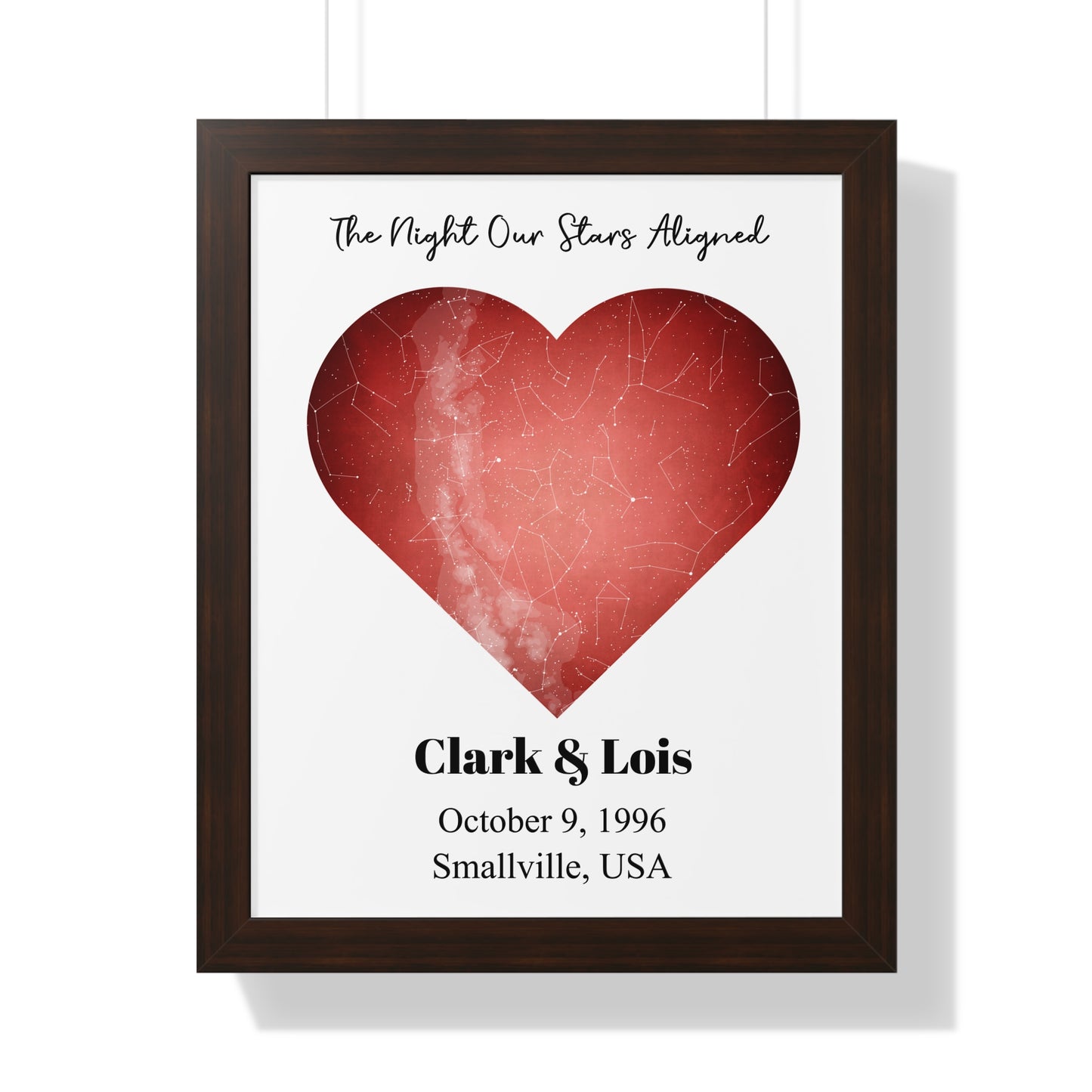 Heart Shaped Custom Star Map with Frame