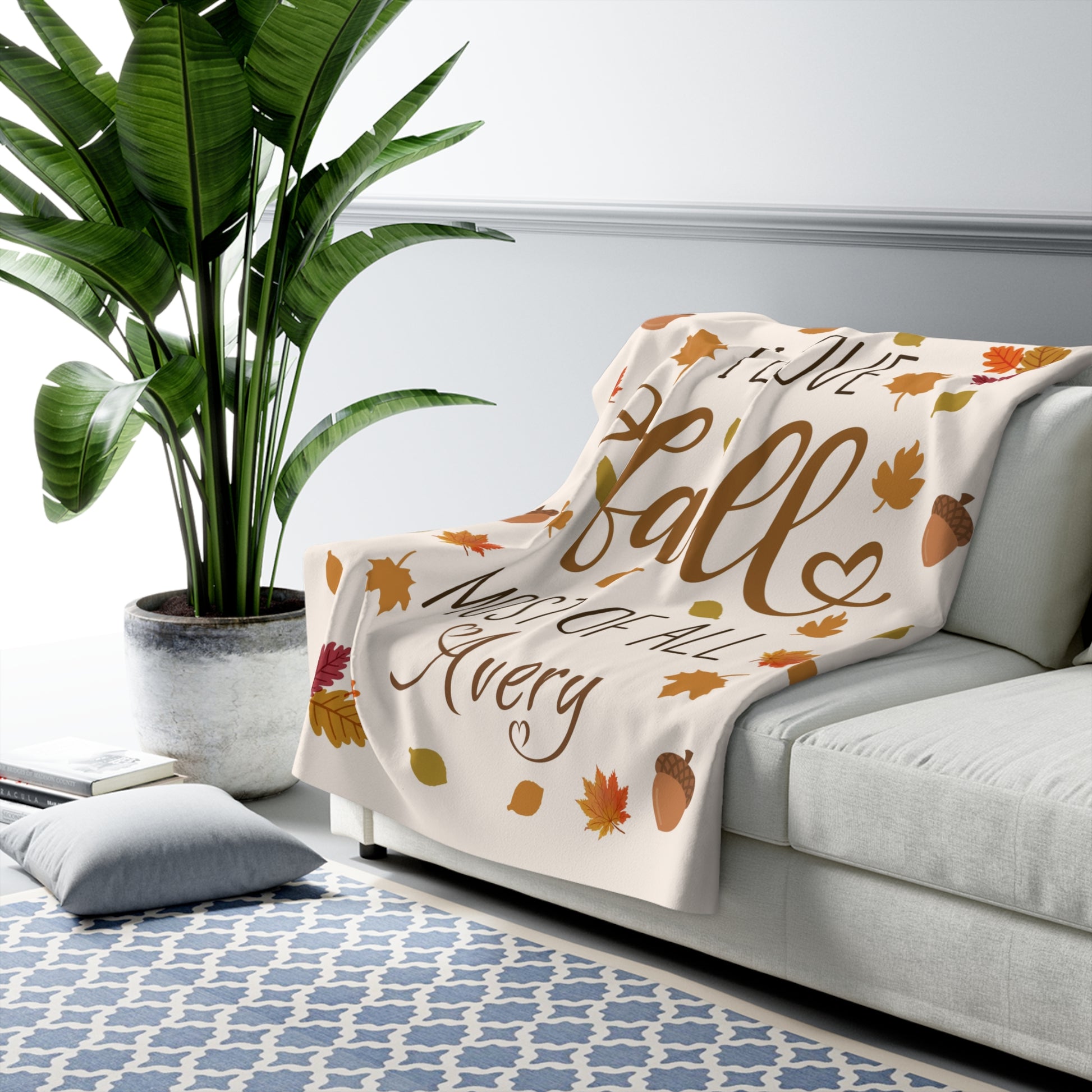 I Love Fall Most of All Personalized Sherpa Blanket Context 1