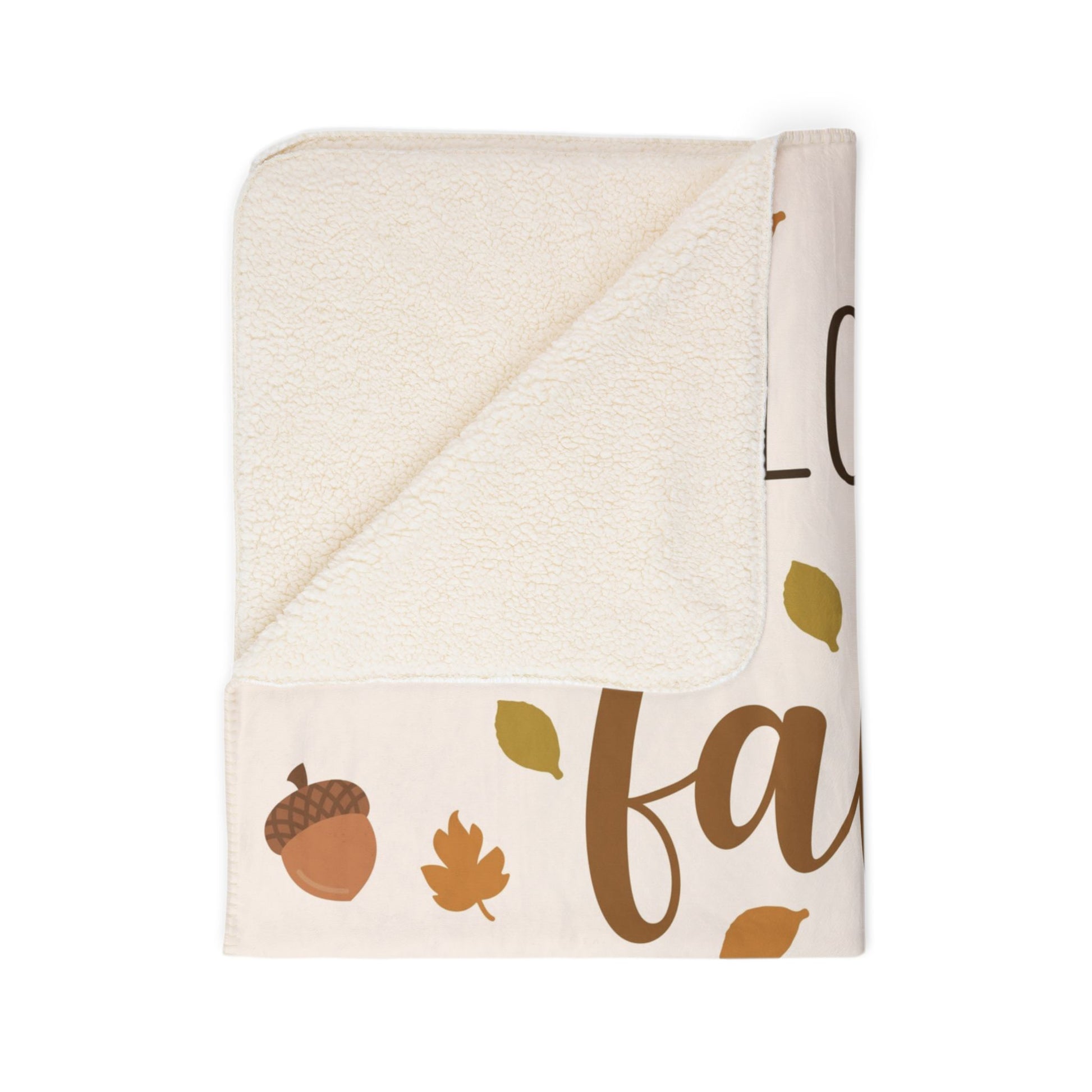 I Love Fall Most of All Personalized Sherpa Blanket Folded