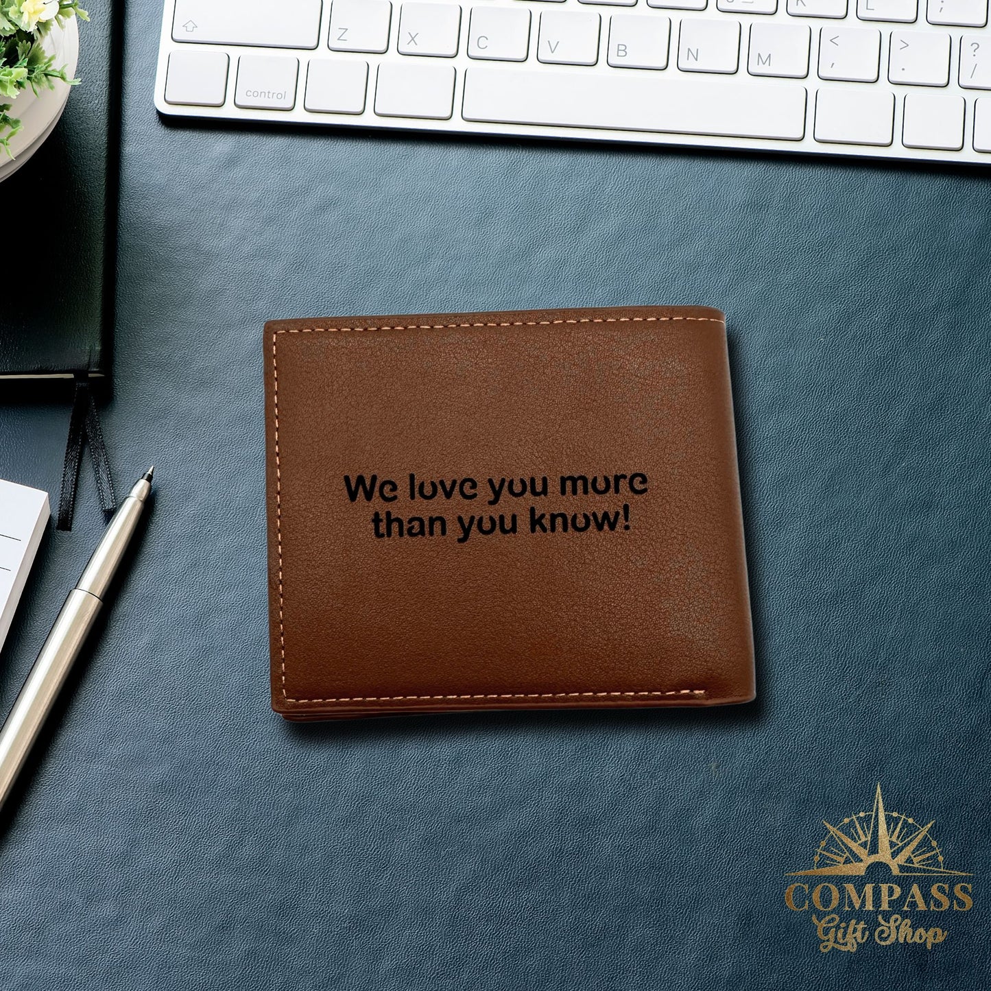 Men's Custom Anti-Theft RFID Protected Engraved Initial and Name Leather Wallet