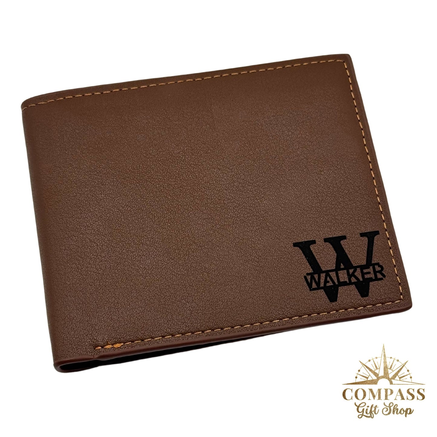 Men's Custom Anti-Theft RFID Protected Engraved Initial and Name Leather Wallet