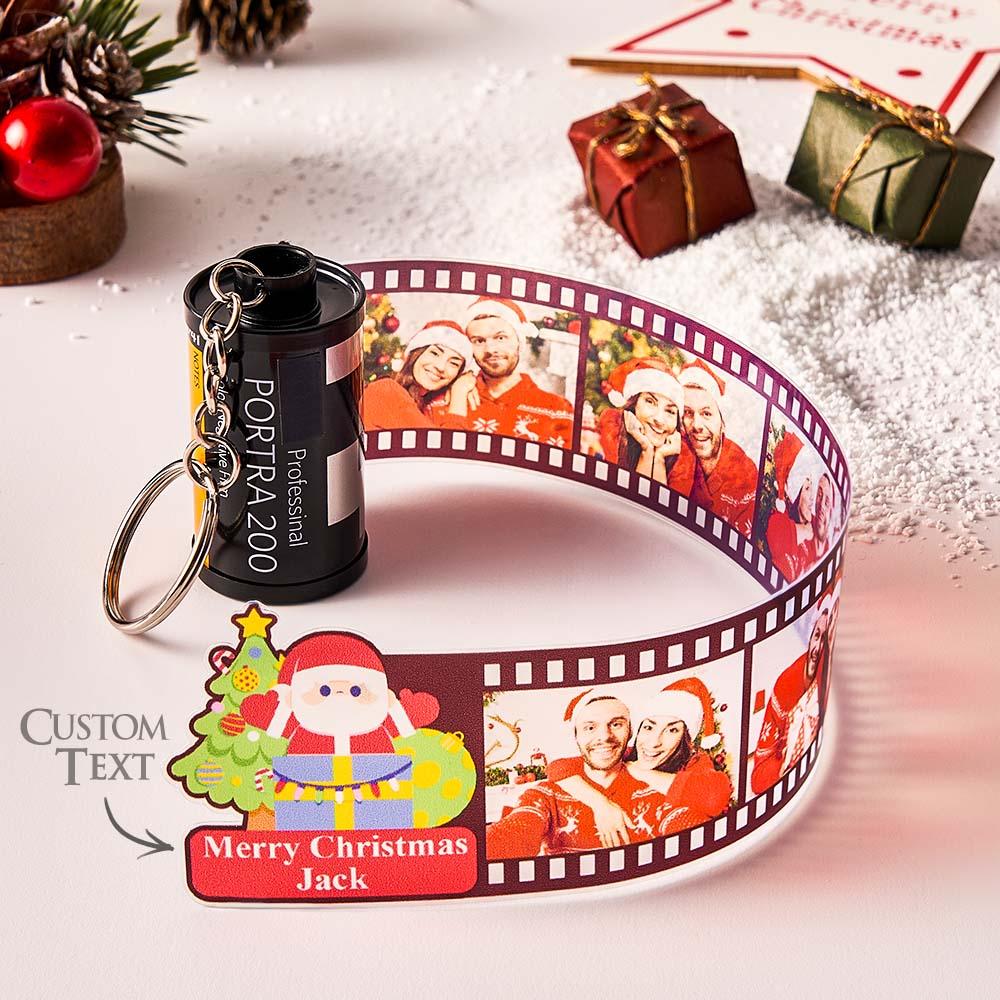 Merry Christmas Personalized Photo Film Roll Keychain Santa