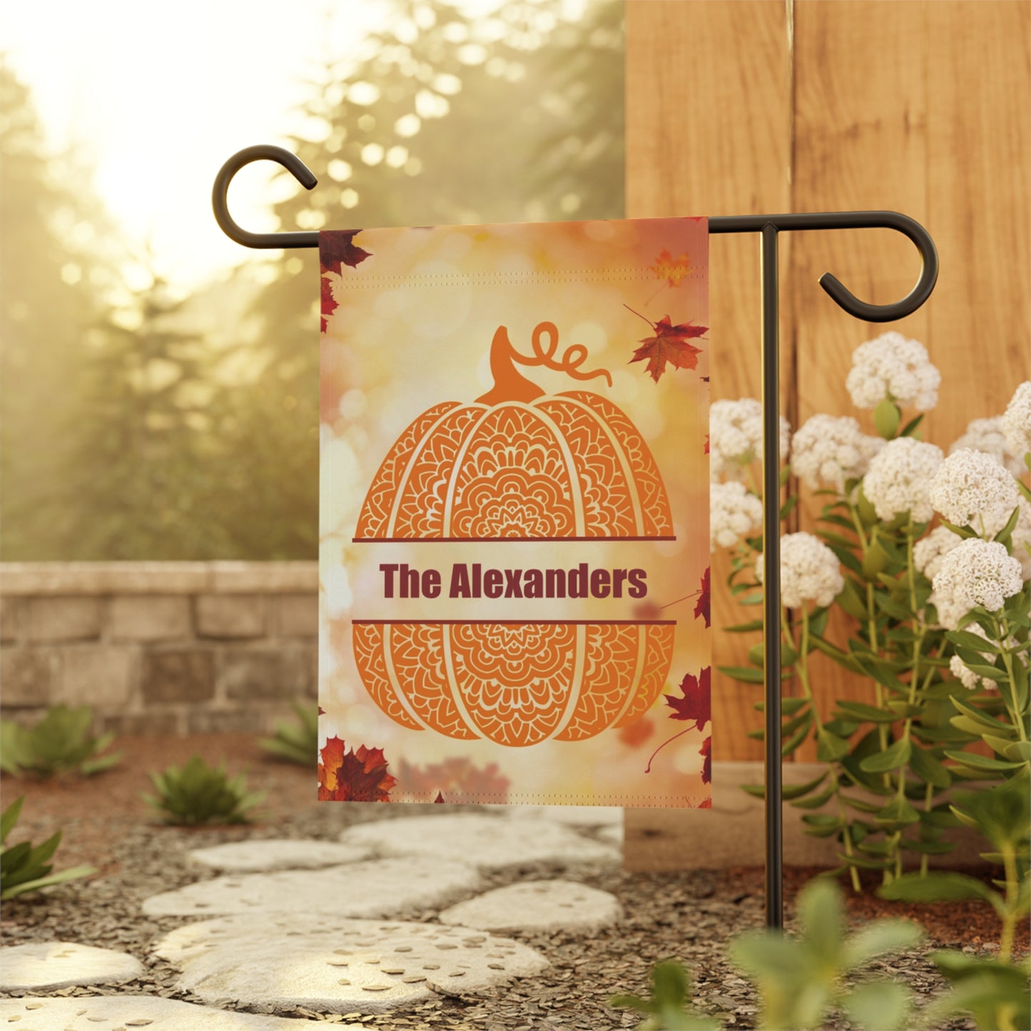 Personalized Mandala Pumpkin Monogram Garden Banner or House Flag