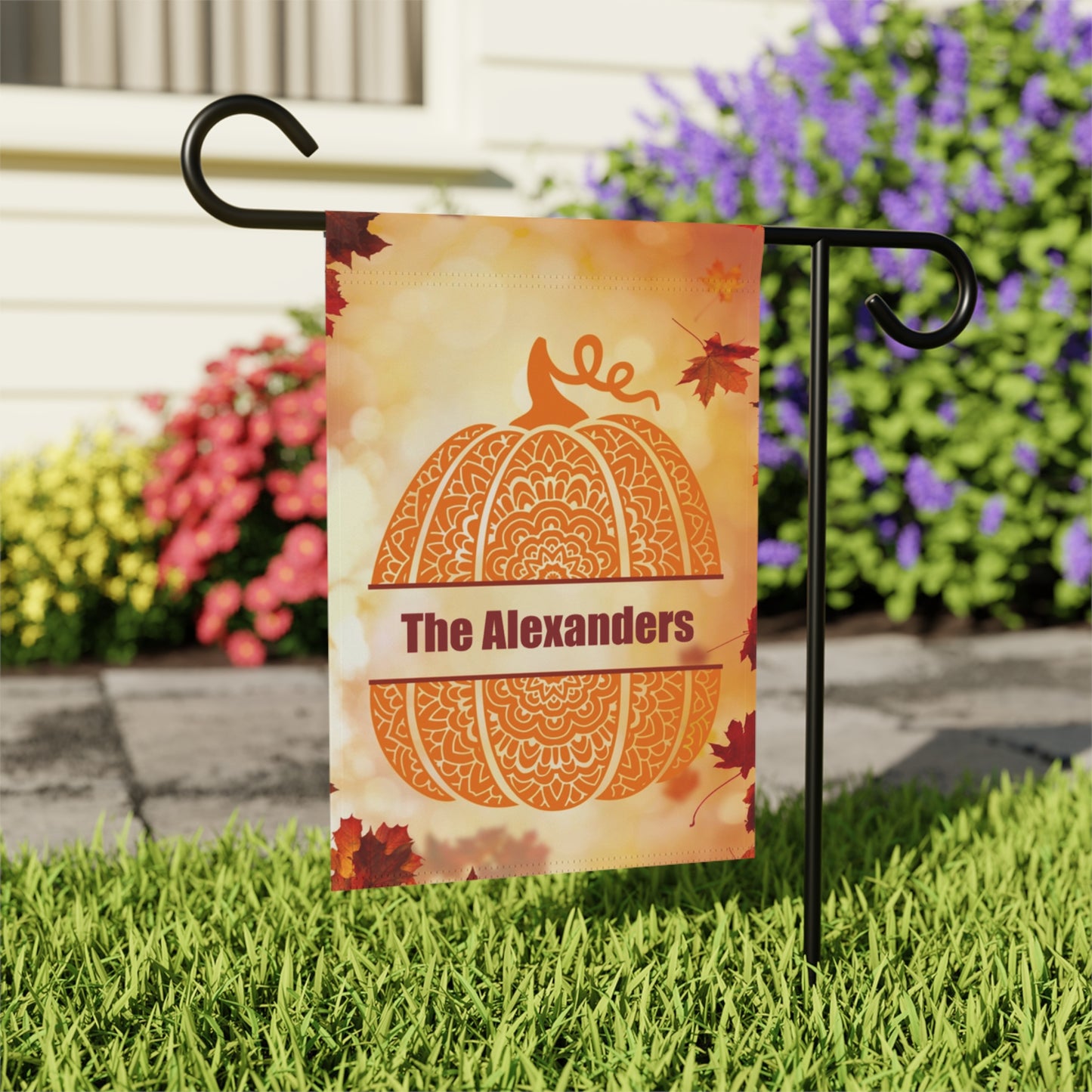 Personalized Mandala Pumpkin Monogram Garden Banner or House Flag