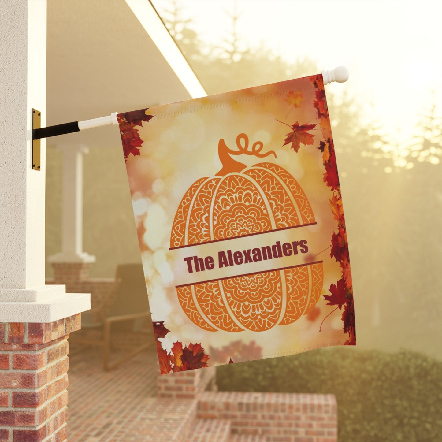 Personalized Mandala Pumpkin Monogram Garden Banner or House Flag