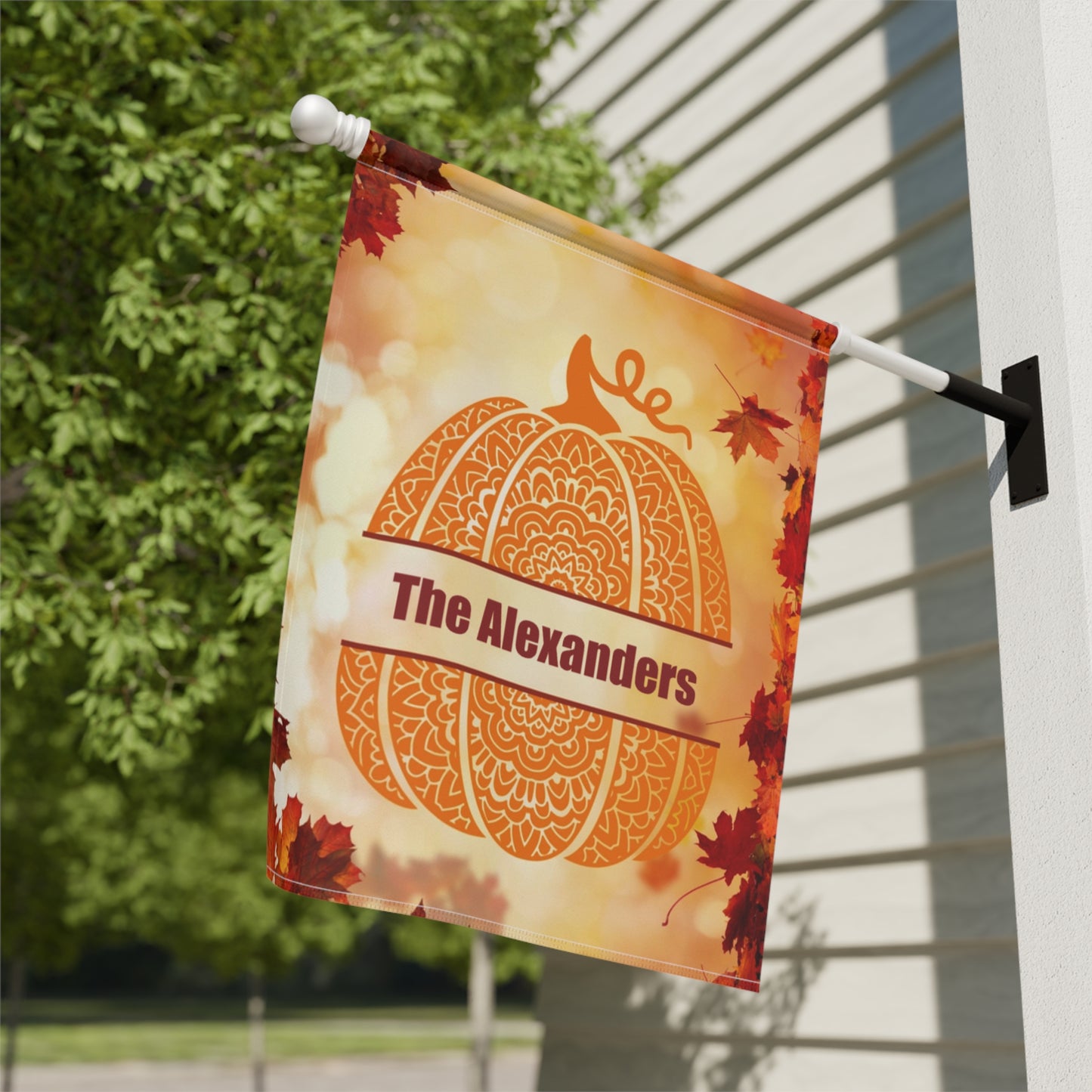 Personalized Mandala Pumpkin Monogram Garden Banner or House Flag