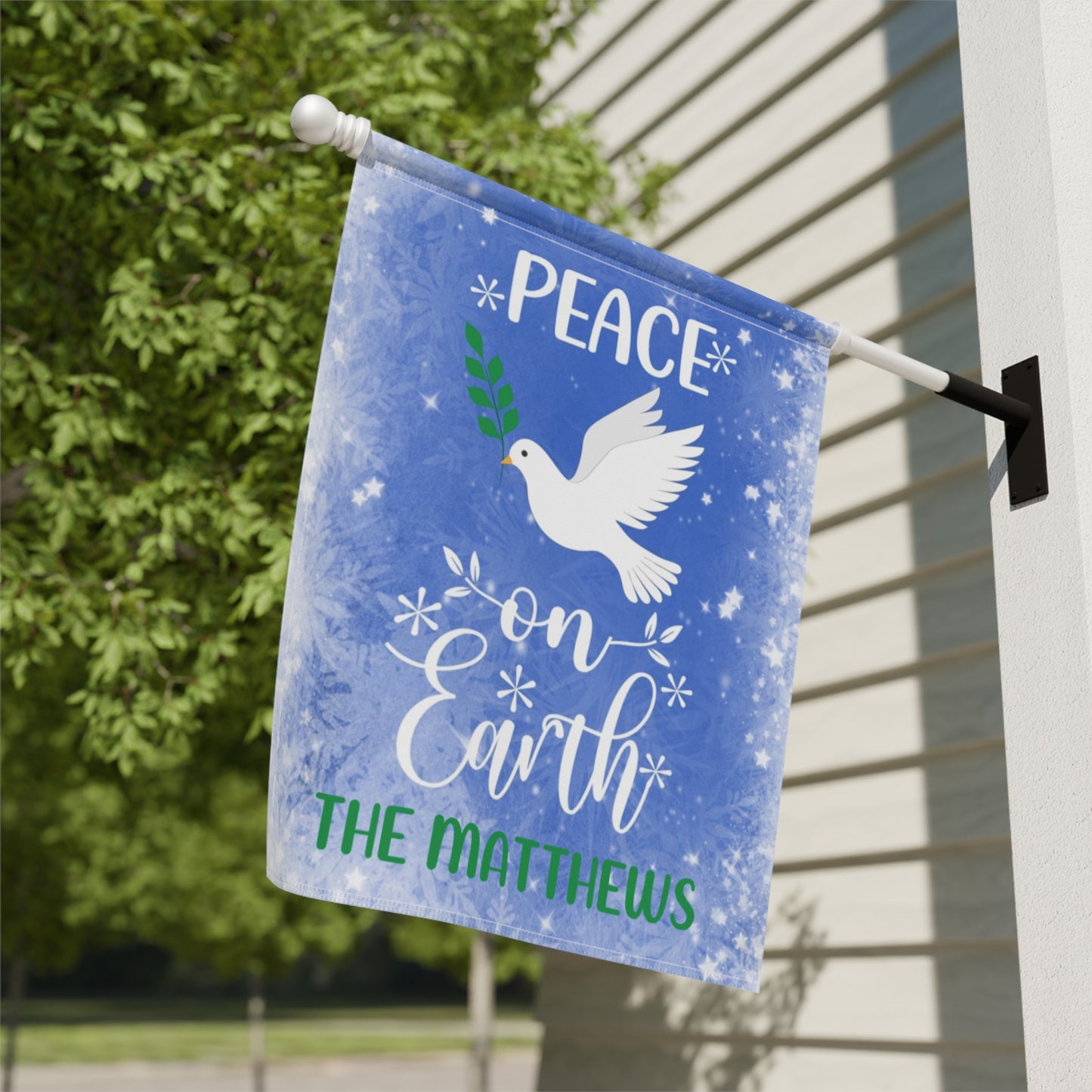 Personalized Peace on Earth Garden Banner or House Flag