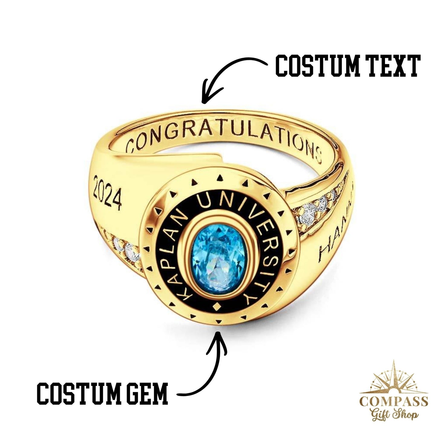 Personalized Birthstone Graduation Ring
