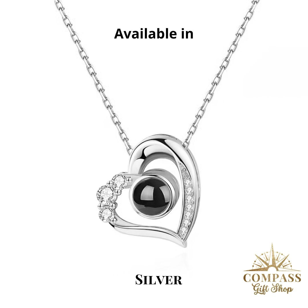 Personalized Heart Projection Sterling Silver Necklace