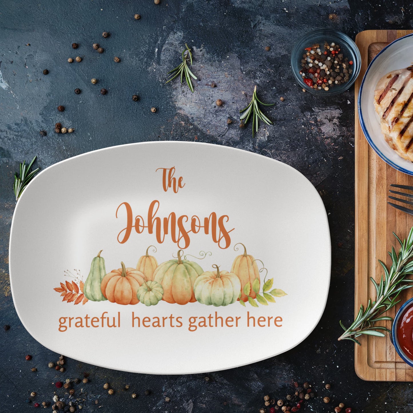 Personalized Pumpkins & Gourds Thanksgiving Platter