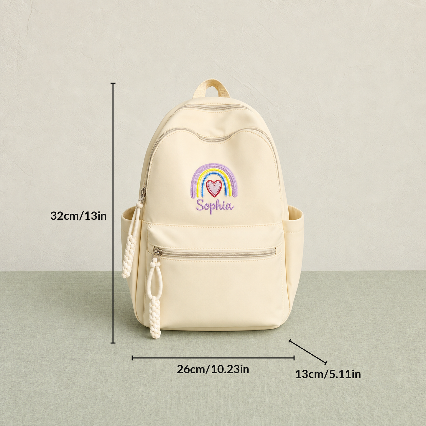 Personalized Embroidered Name Rainbow Backpack