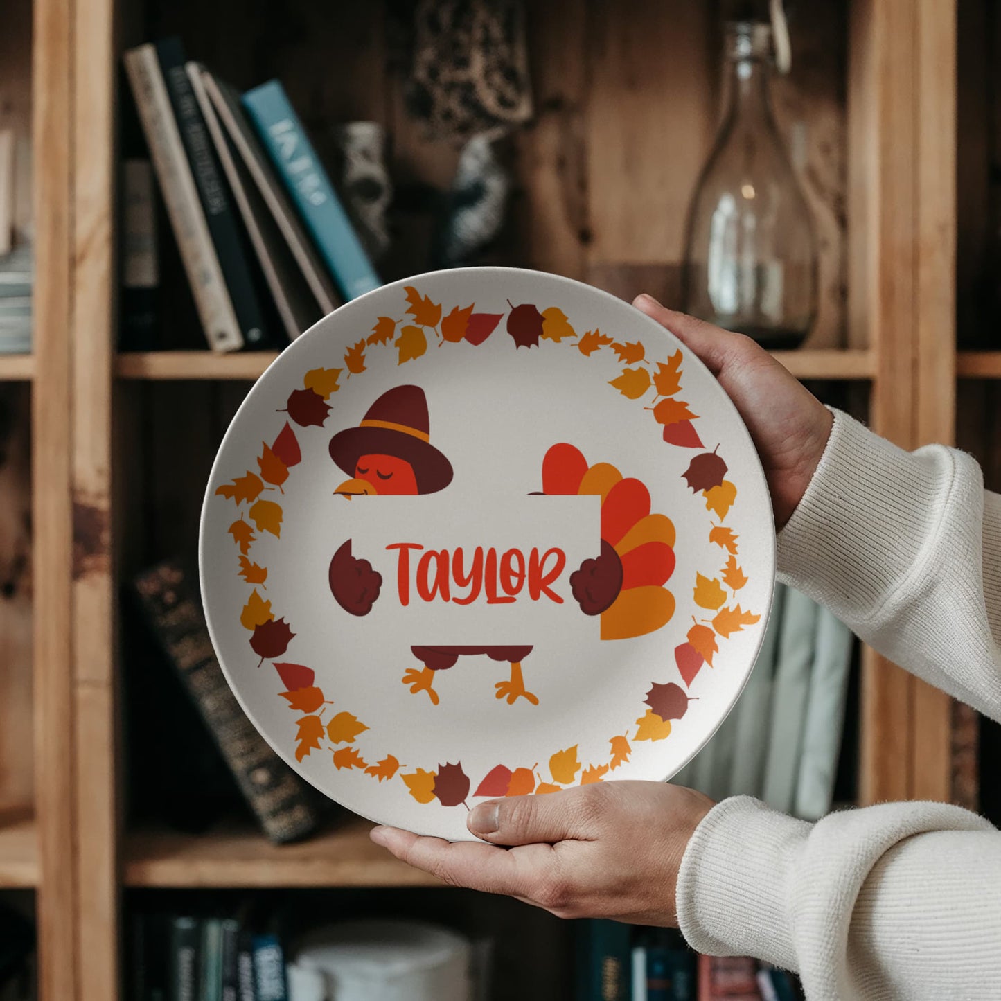 Custom Thanksgiving Dinner with Turkey and Name Sign