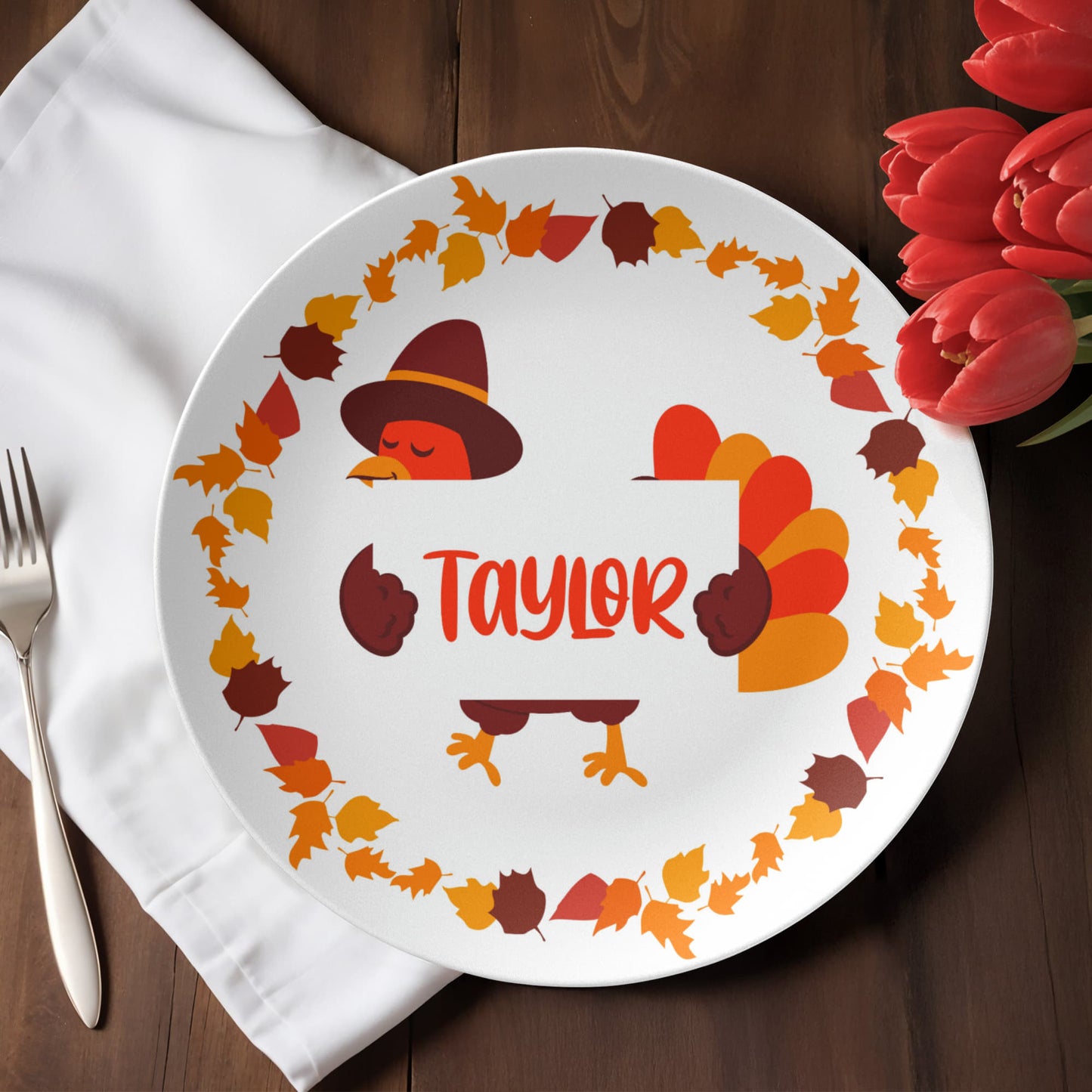 Custom Thanksgiving Dinner with Turkey and Name Sign