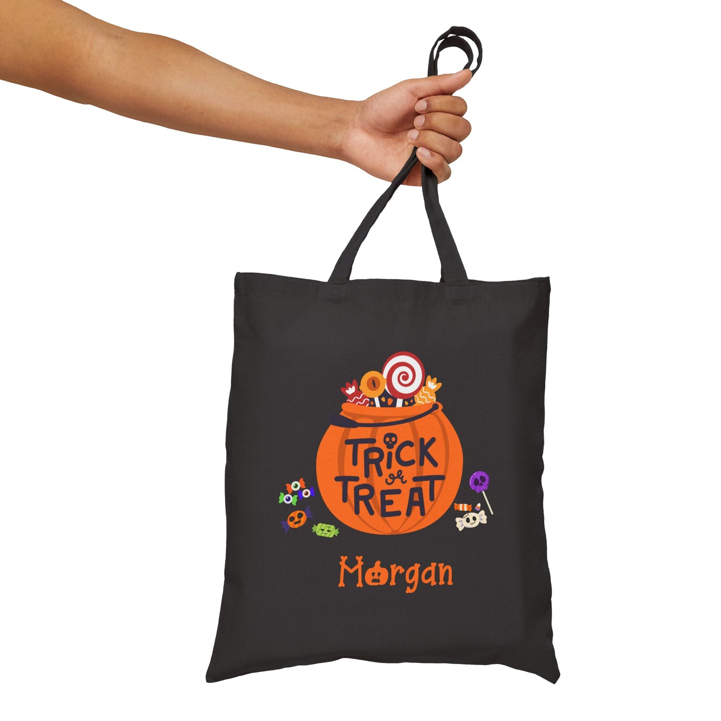 Trick or Treat Pumpkin Pail Halloween Cotton Tote Bag