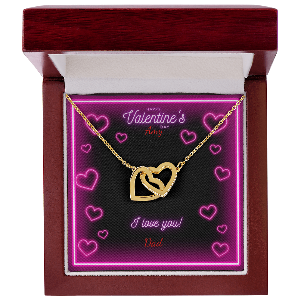 Valentine's Day Interlocking Hearts Necklace with Personalized Names