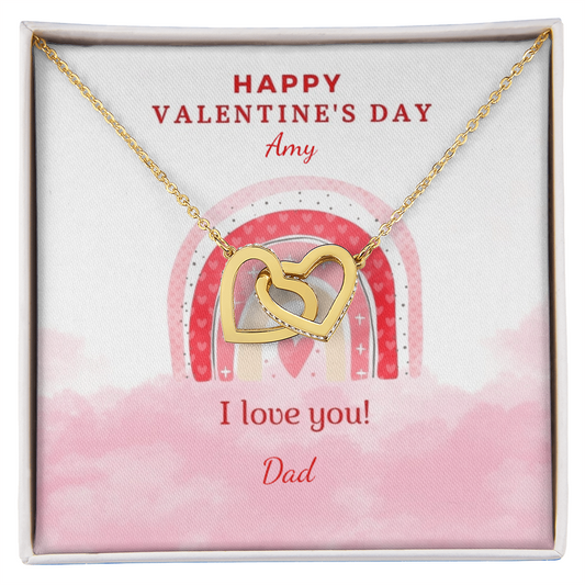 Valentine's Day Interlocking Hearts Necklace with Personalized Names