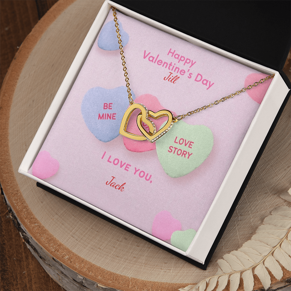 Valentine's Day Interlocking Hearts Necklace with Personalized Names