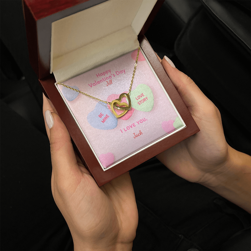 Valentine's Day Interlocking Hearts Necklace with Personalized Names